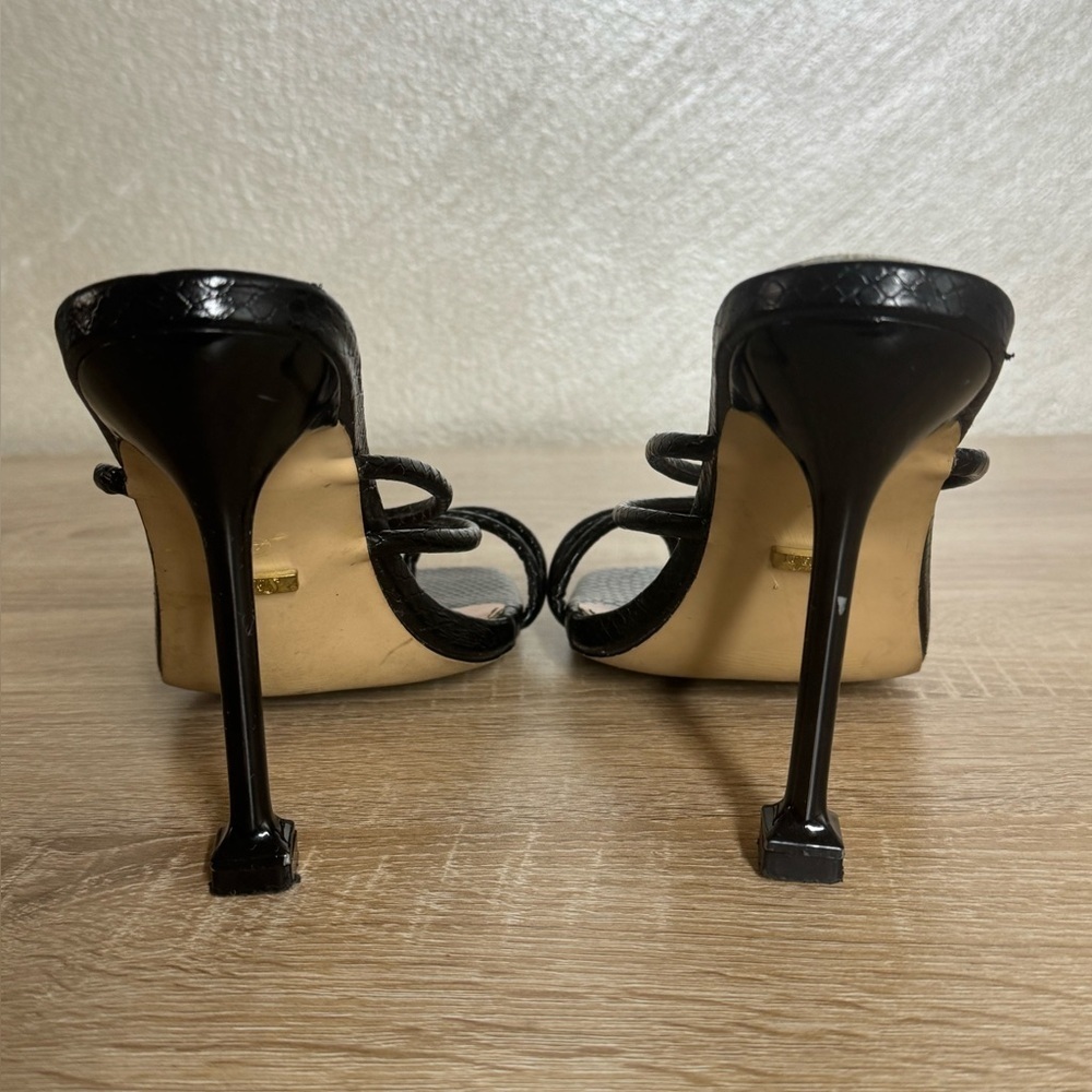 SHEIN Size40 US9.5 Square Ring Toe Stiletto Heel Mules Snackeskin Leather Sandal - Picture 4 of 10